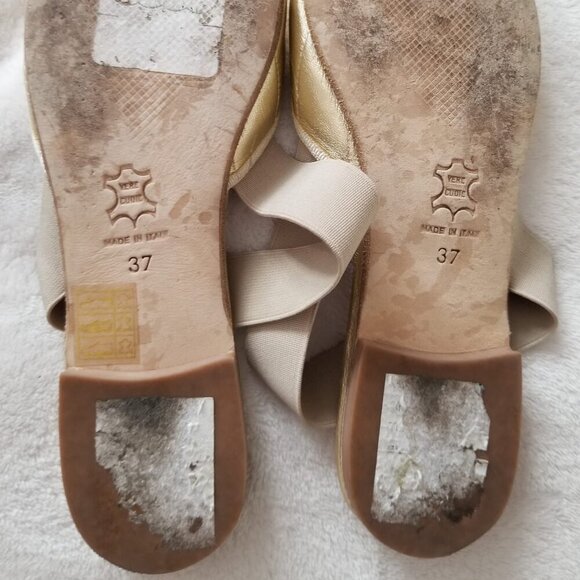Le babe flat sandals gold sling with rubber strap US 6.5, EU 37 - Picture 5 of 6